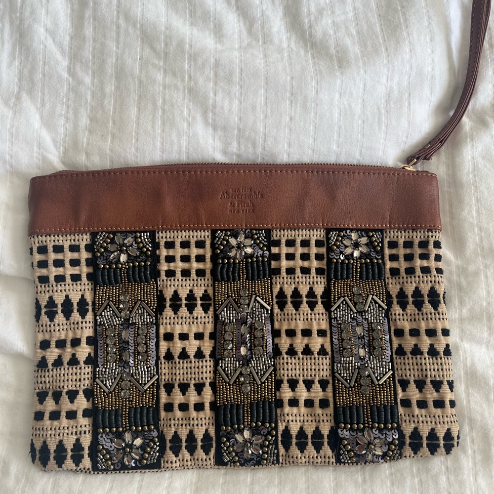 Abercrombie embroidered and beaded clutch
